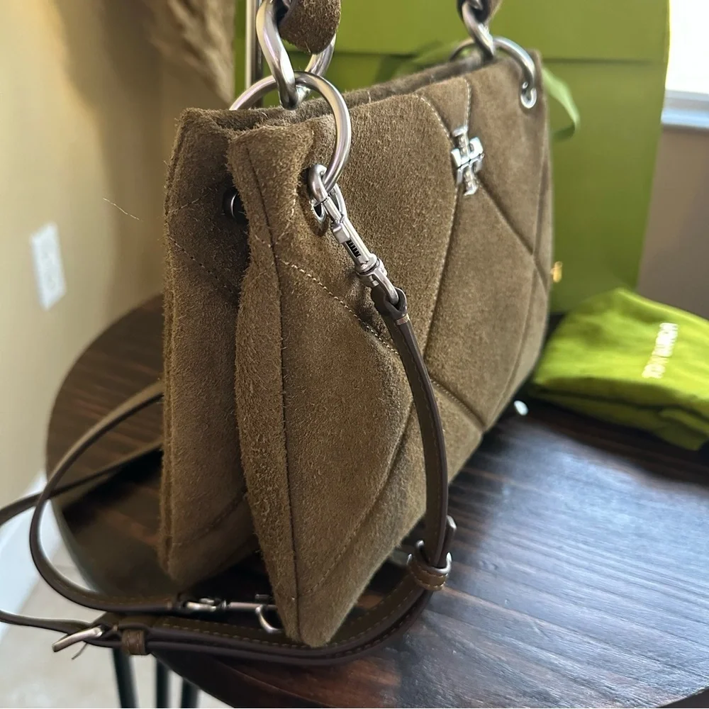 Tory Burch SMALL KIRA DIAMOND QUILT SUEDE SHOULDER BAG - Picture 14 of 16